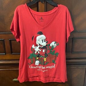 Disney Red Mickey Mouse Holiday Tee